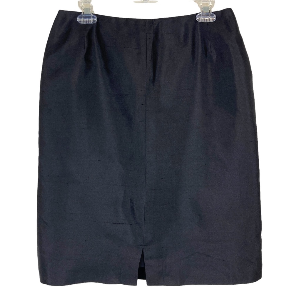 Oscar de la Renta Black Silk Taffeta Pencil Skirt Womens Size M